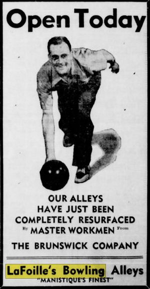 LaFoilles Bowling Alleys - Sept 1943 Ad